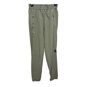 Adidas Womens Joggers S Sage Green Logo AEROREADY Drawstring Pockets Activewear